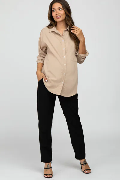 PinkBlush Black Pleated Relax Fit Maternity Pants