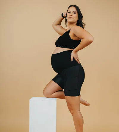 Cadenshae High Waisted Maternity Shorts - Classic Bike Shorts Black