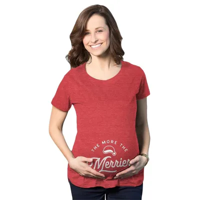 Target Maternity The More The Merrier T Shirt Funny Christmas Baby Pregnancy Announcement Tee - Crazy Dog Maternity T Shirt Gift For Christmas Red S
