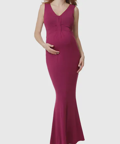 Bump City The Edrei Mermaid Maxi Dress (Berry)