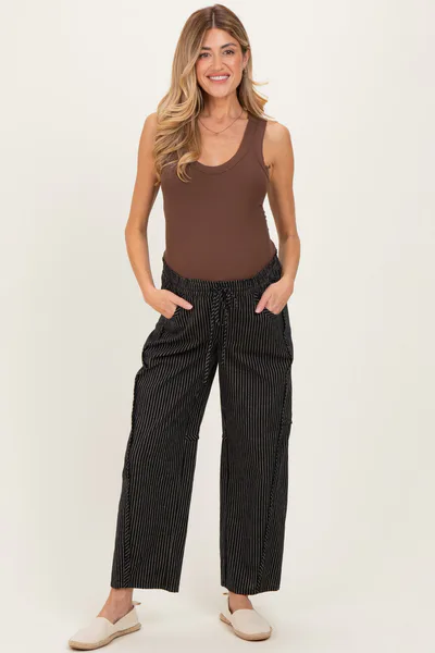 PinkBlush Black Striped Barrel Maternity Pants