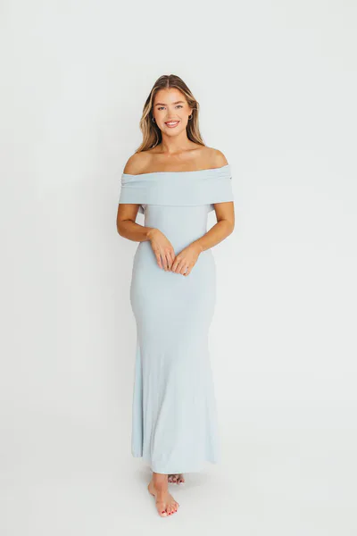 Worth Collective Monroe Maxi Dress in Blue - Bump Friendly