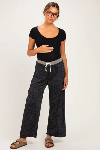 PinkBlush Black Contrast Waist Drawstring Maternity Pants