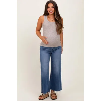 Target Pinkblush Blue Raw Hem Cropped Wide Leg Maternity Jeans 27
