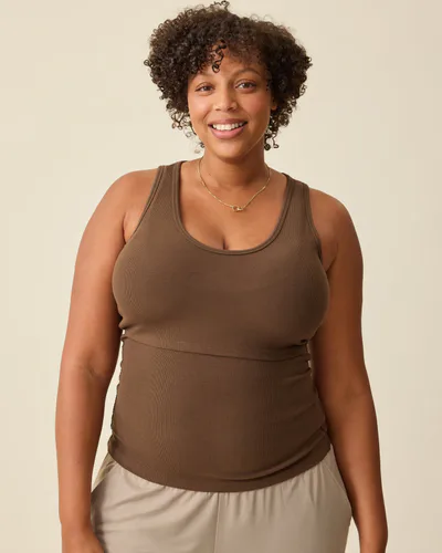 Kindred Bravely Ribbed Bamboo Scoop Neck Nursing Tank | Chocolate