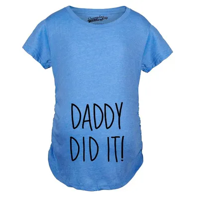 Target Maternity Daddy Did It T shirt Funny Pregnancy Announcement Gender Reveal Tee - Crazy Dog Maternity T Shirt Gift for Dad Light Blue XL