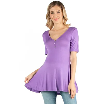 Target 24seven Comfort Apparel Maternity Elbow Sleeve Tunic Top-Lilac-S