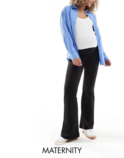 ASOS ONLY Maternity stretchy flare pants in black