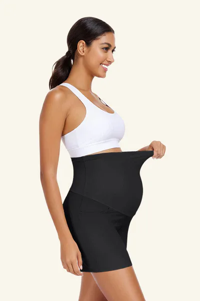 Summer Mae High-Waist Maternity Yoga Shorts with Belly Support & Pockets