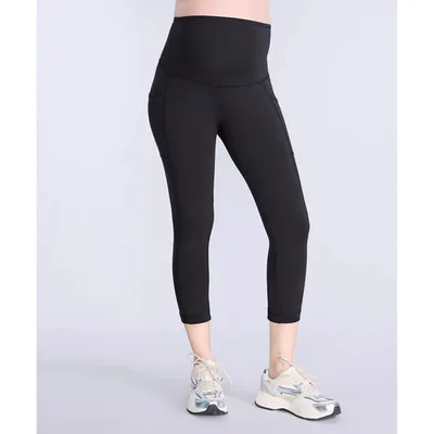 Target Women's High Waist Over the Belly Active Pocket Crop Legging - Black - Size: X Large - Motherhood Maternity