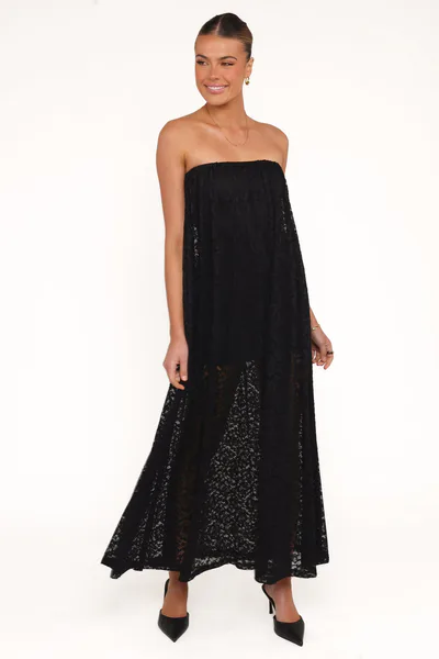 Petal & Pup Davina Maxi Dress - Black Lace