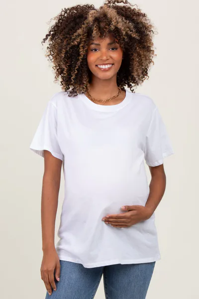 PinkBlush White Basic Maternity Tee