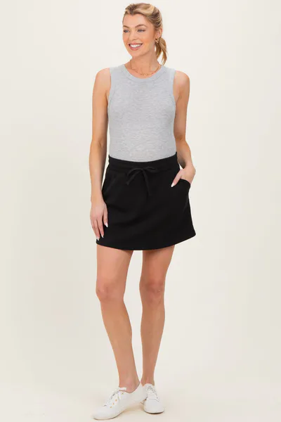 PinkBlush Black Drawstring Maternity Mini Skort