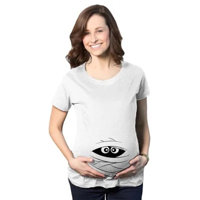 Target Maternity Peeking Mummy T Shirt Cute Funny Halloween Movie Pregnancy Tee - Crazy Dog Maternity T Shirt For Halloween Season White S