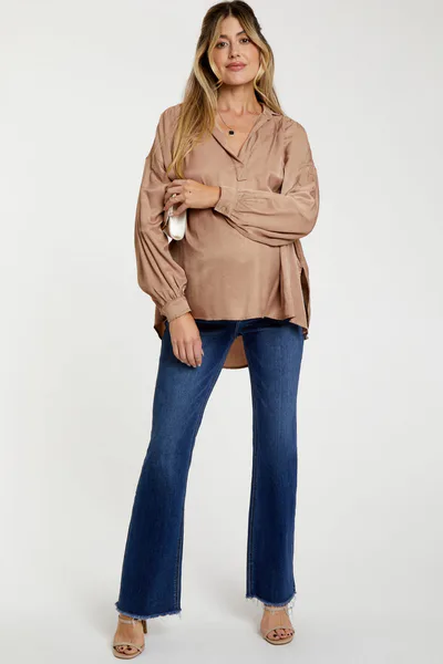 PinkBlush Navy Blue Raw Hem Bootcut Maternity Jeans