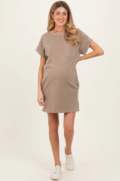PinkBlush Mocha Maternity T-Shirt Mini Dress