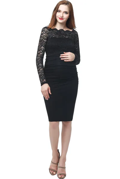 Kimi + Kai Kimi + Kai Maternity "Hannah" Off-the-Shoulder Midi Dress