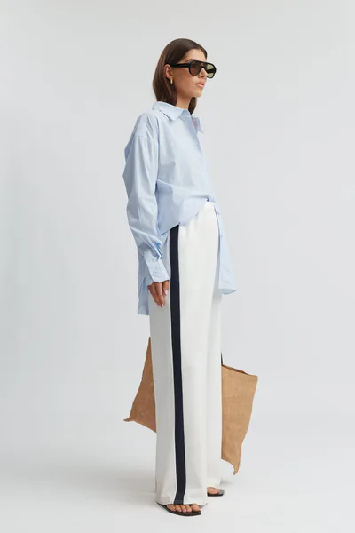 Legoe Heritage Side Panel Pant (Ivory with Navy)