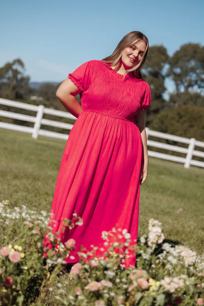 Petal & Pup Darla Puff Sleeve Dress - Hot Coral
