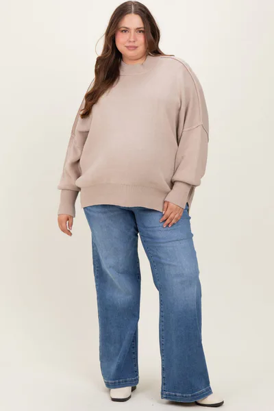 PinkBlush Light Blue Vintage Wash Wide Leg Maternity Plus Jeans