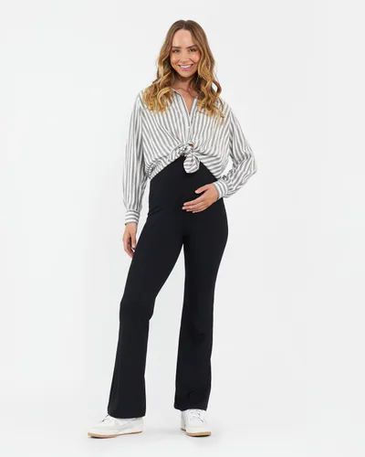 Ripe Maternity Jonah Rib Flare Pant Black