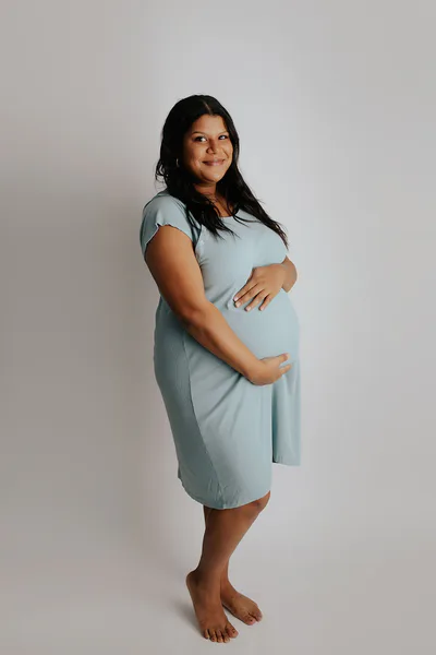 Milk & Baby Blue Bird Ribbed Labor & Delivery Gown | Epidural & Nursing