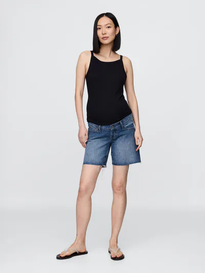Gap 7" Maternity Full Panel Denim Bermuda Shorts