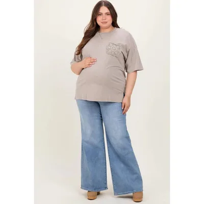 Target Pinkblush Blue Front Yoke Detail Wide Leg Maternity Plus Jeans 2X