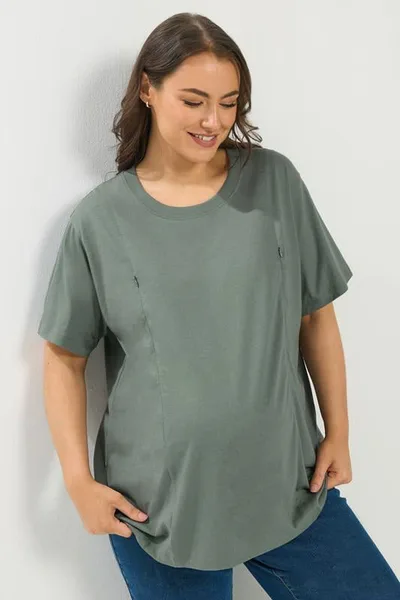 Yours Clothing BUMP IT UP MATERNITY Sage Green Nursing Modal T-Shirt