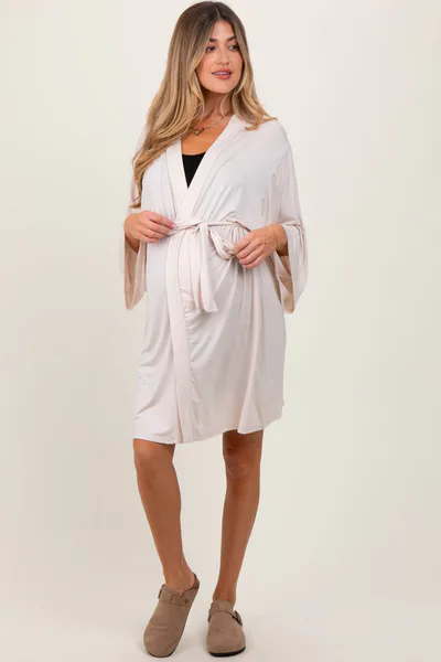 PinkBlush Beige Delivery/Nursing Maternity Robe