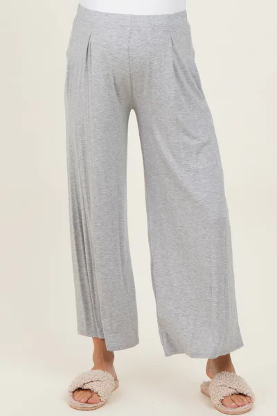 PinkBlush Heather Grey Wide Leg Ankle Maternity Lounge Pants