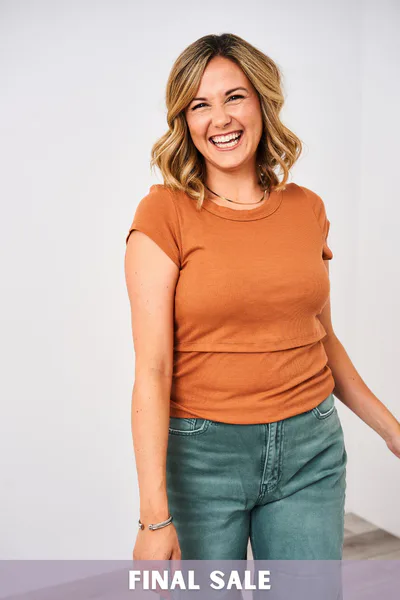 Latched Mama Latched Mama Ribbed Cap Sleeve Nursing Tee - Final Sale