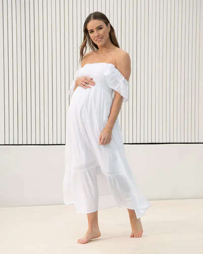 Ripe Maternity Hail Spot Dress White