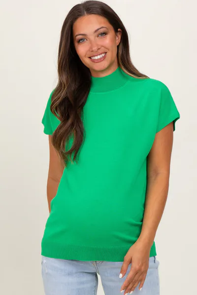 PinkBlush Green Mock Neck Knit Maternity Top