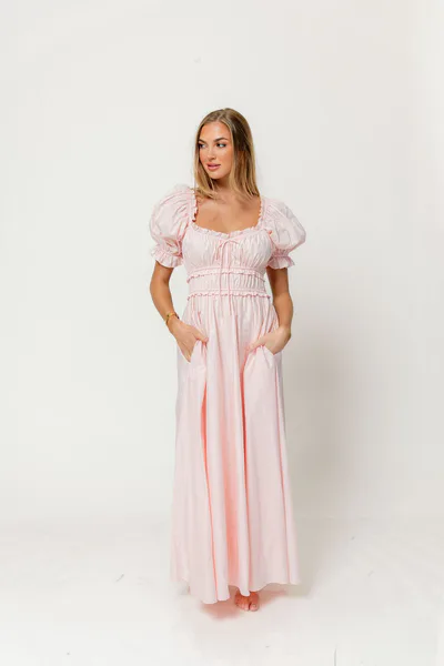 Worth Collective Sydnee Cotton Maxi Dress in Pale Pink - Bump Friendly *5/15 PRE-ORDER*