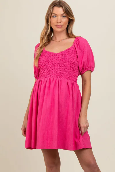 PinkBlush Pink Textured Bodice Maternity Dress