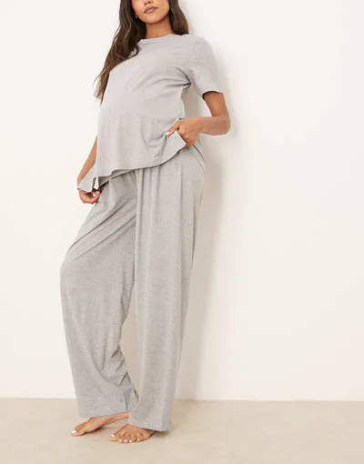 ASOS mix & match cotton pajama pants in gray heather
