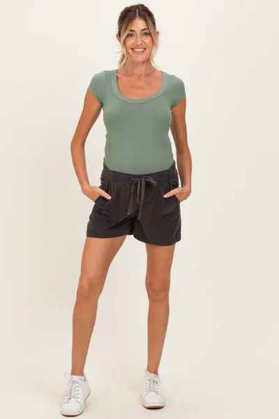 PinkBlush Charcoal  Pull On Maternity Short