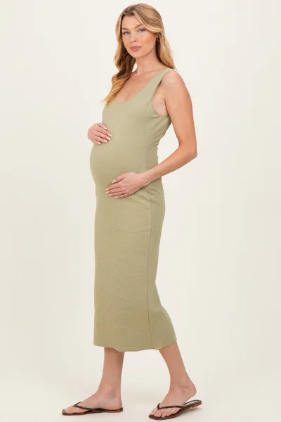 PinkBlush Sage Sleek Floral Jacquard Bodycon Maternity Midi Dress
