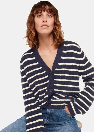 For The Creators Wool Mix Stripe Cardigan Navy/Multi