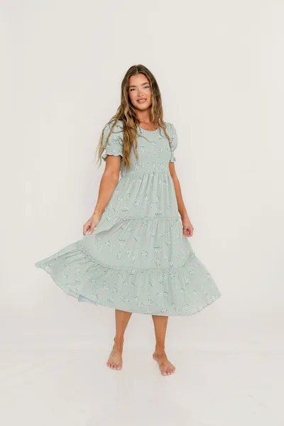 Worth Collective McCall Midi Dress in Hint of Mint - Bump Friendly