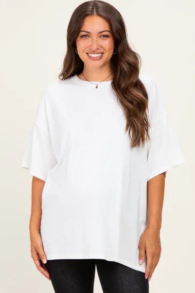 PinkBlush Ivory Oversized Mineral Wash Maternity T-Shirt