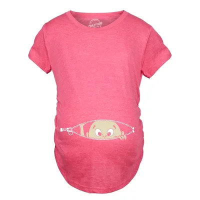 Target Maternity Baby Peeking T Shirt Funny Pregnancy Tee for Expecting Mothers - Crazy Dog Maternity T Shirt Gift for Mom to be Pink XL