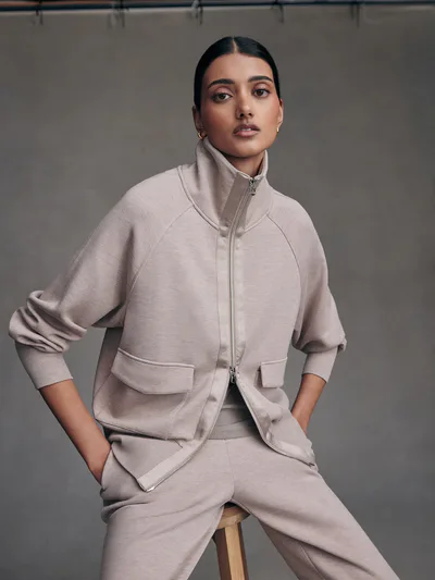 For The Creators Roxbury Zip Through Taupe Marl