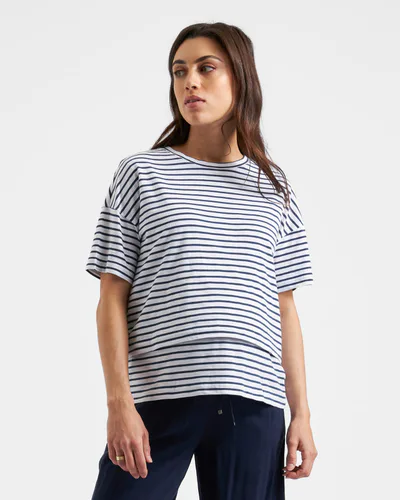 Ingrid & Isabel Ripe Maternity Claudette Short Sleeve Striped Nursing Tee