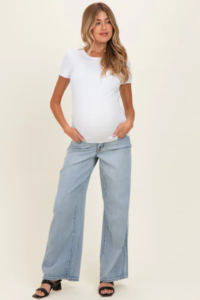 PinkBlush Super Light Maternity Wide Leg Jeans
