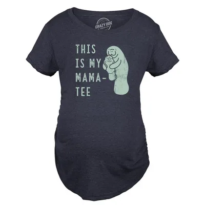 Target Maternity This Is My Mama Tee T Shirt Funny Cute Manitee Mom and Baby Pregnancy Top for Ladies - Crazy Dog Maternity T Shirt for Animal Lovers L