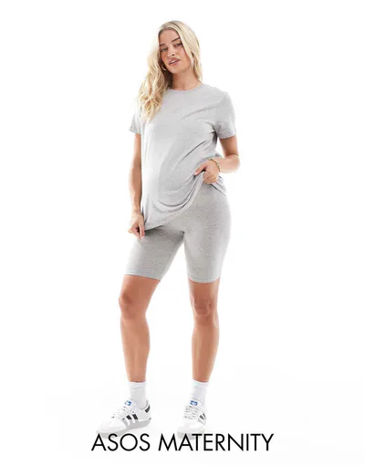 ASOS over the bump basic legging short in heather gray