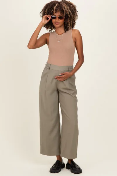 PinkBlush Olive Elastic Waistband Maternity Trousers