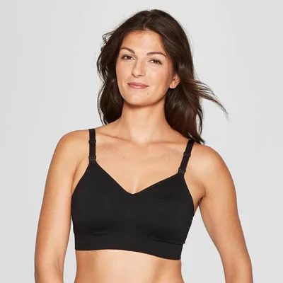 Target Women's Nursing Seamless Bra - Auden™ Black L: Maternity, Wireless, Convertible, Scoop Back